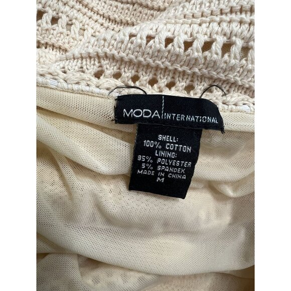 Vintage Y2K Moda International Crochet Mini Halter Dress in Tan - Picture 3 of 3